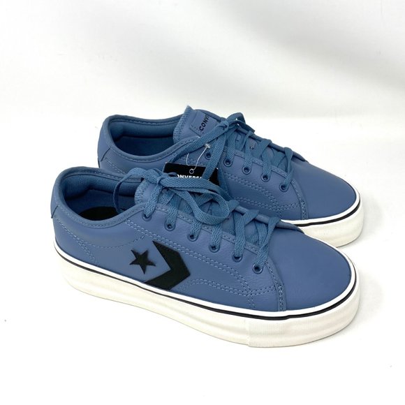 Converse Women's 569535C Star Replay Platform Lakeside Blue Faux Leather Sneaker - Picture 3 of 9